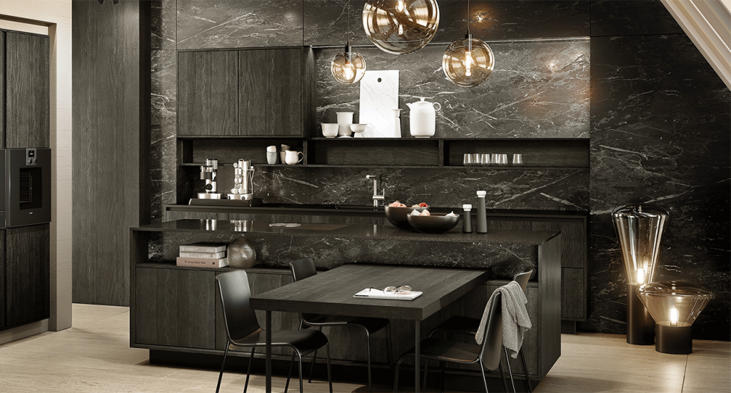 hotel-chique-zwarte-keuken-met-marmerlook-achterwand-satink-keukens hotel-chique-zwarte-keuken-met-marmerlook-achterwand-satink-keukens