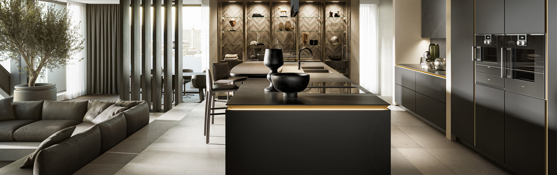 luxe open zwarte siematic keuken satink keukens Luxe siematic open keuken