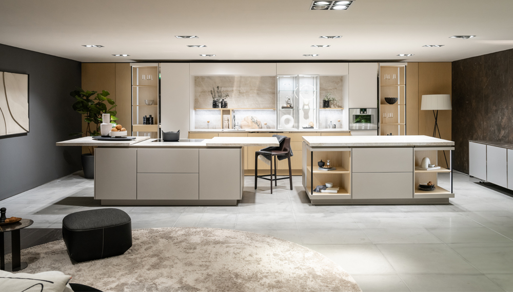 Beige open eiland keuken | Satink Keukens