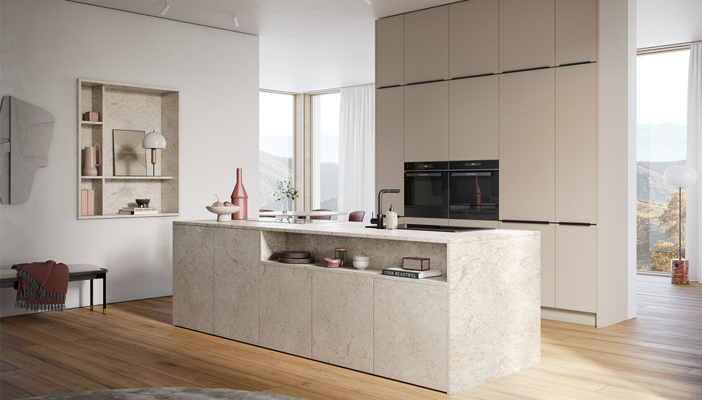 Beige eiland keuken van Systemat | Satink Keukens