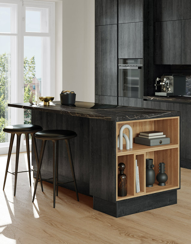 Zwarte houten Concept130 keuken | Satink Keukens